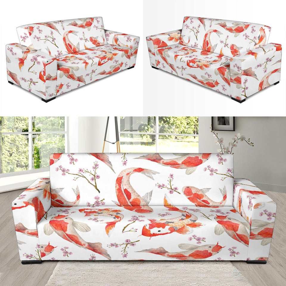 Watercolor Koi Fish Carp Fish Pattern Sofa Slipcover
