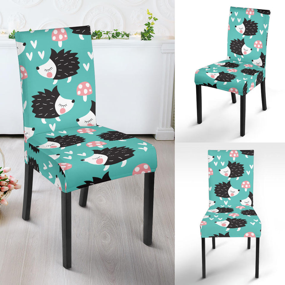 Hedgehog Pattern Print Design 03 Dining Chair Slipcover