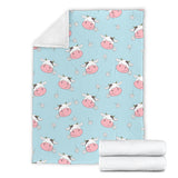 Cute Cow Flower Pattern Premium Blanket