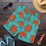 Octopus Turquoise Background Men Shorts