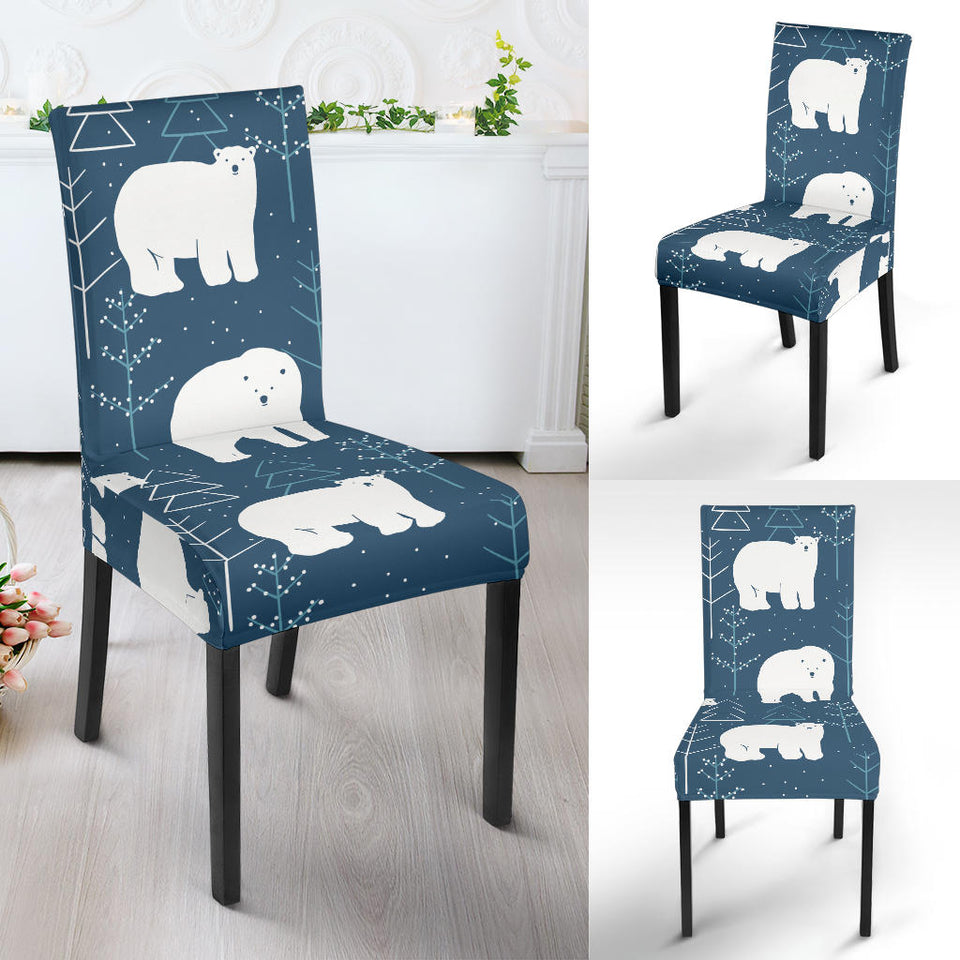 Polar Bear Mother Her Child Pattern Dining Chair Slipcover