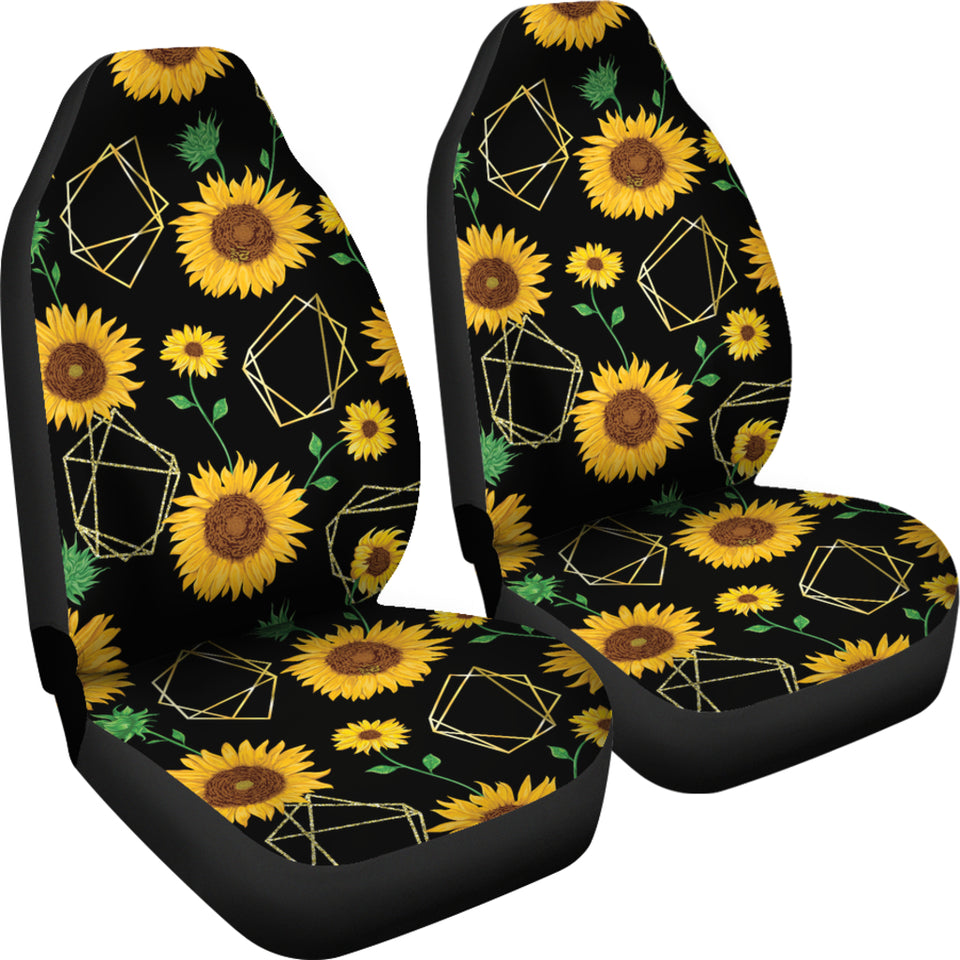 Sunflower Golden Polygonal Shapes  Universal Fit Car Seat Covers