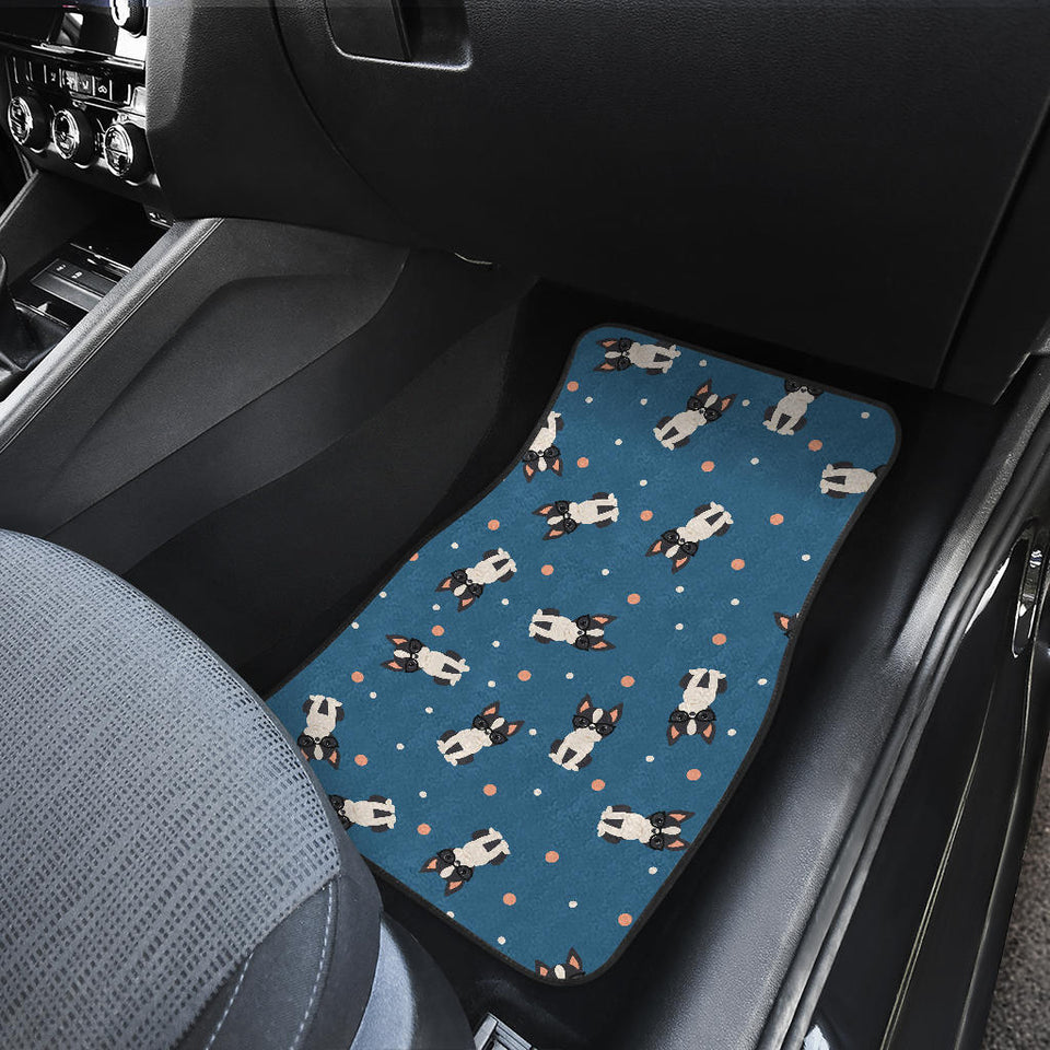 Cute Boston Terrier Dog Spattern Front And Back Car Mats