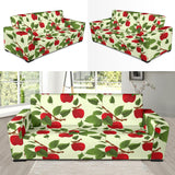 Red Apples Leaves Pattern Sofa Slipcover