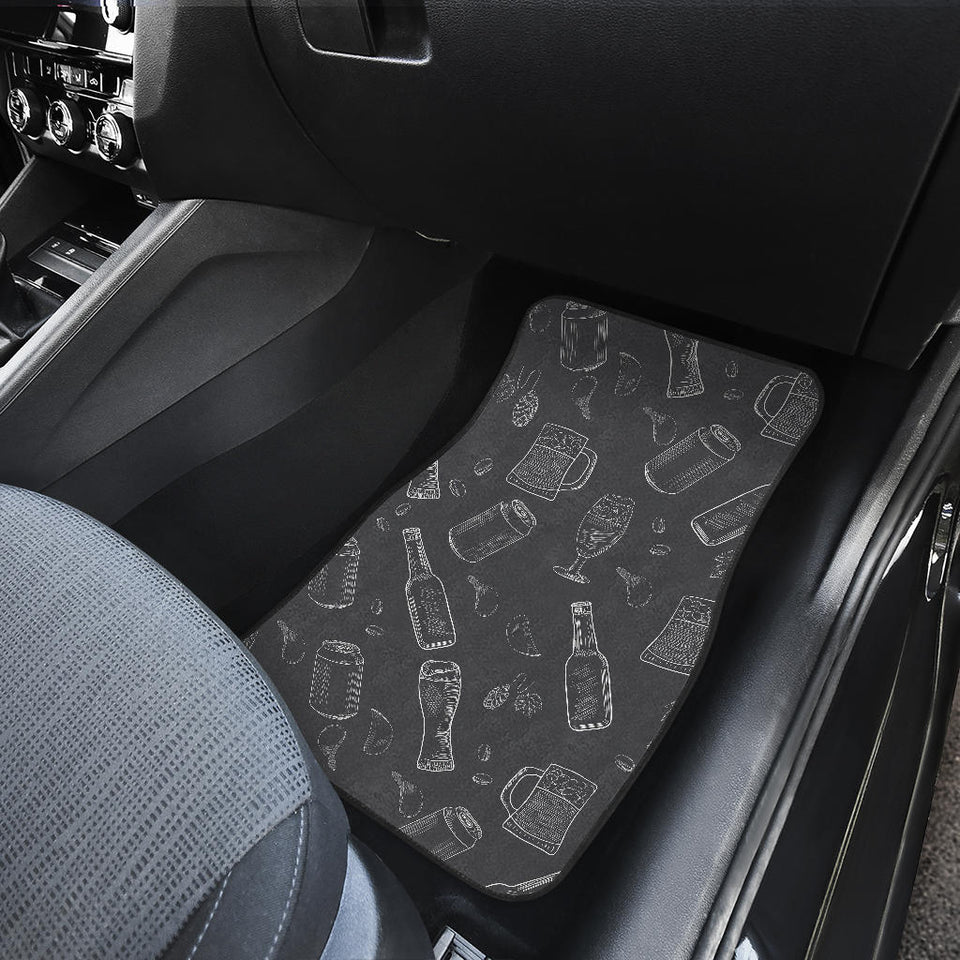 Beer Hand Drawn Pattern Front And Back Car Mats
