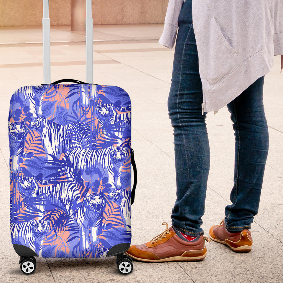 White Bengal Tigers Pattern Luggage Covers