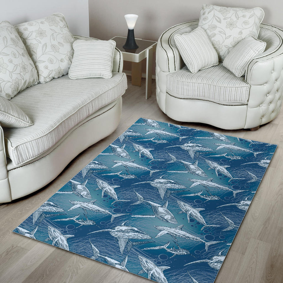 Shark Hand Drawn Area Rug