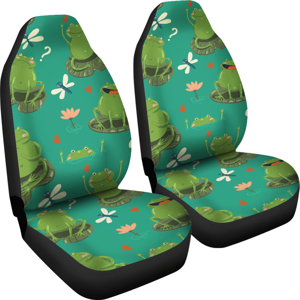 Cute Frog Dragonfly Design Pattern Universal Fit Car Seat Covers