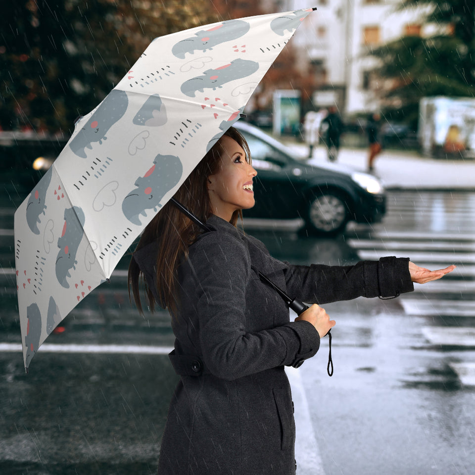 Cute Rhino Heart Pattern Umbrella