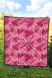Beautiful Dragonfly Pink Background Premium Quilt