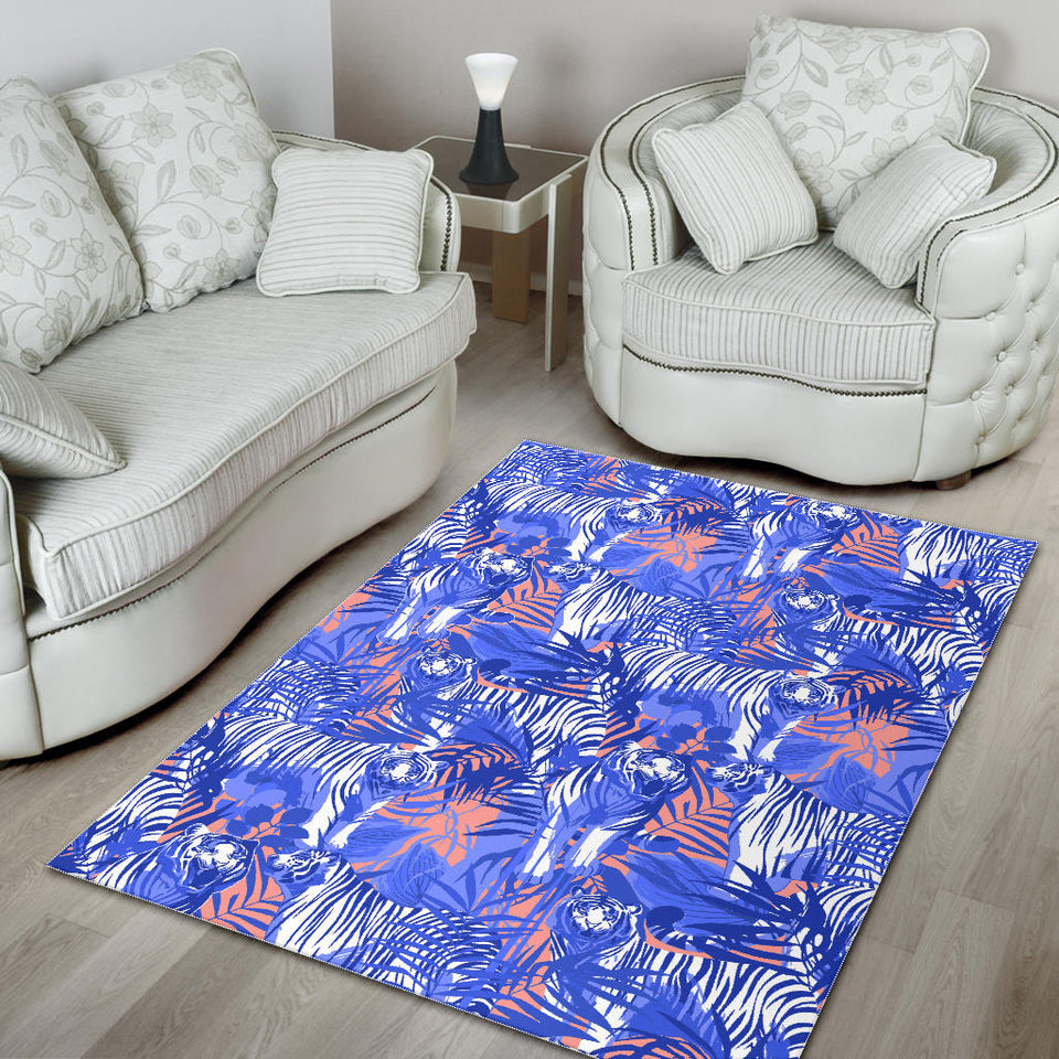 White Bengal Tigers Pattern Area Rug
