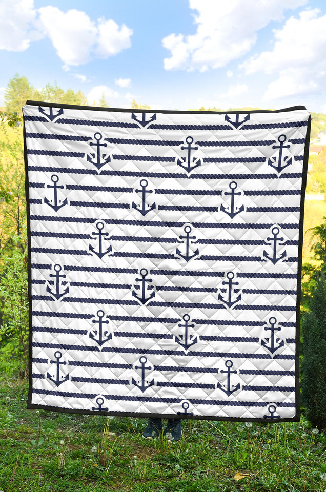Anchor Rope Nautical  Pattern Premium Quilt