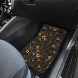 Gold Peacock Feather Pattern Front Car Mats
