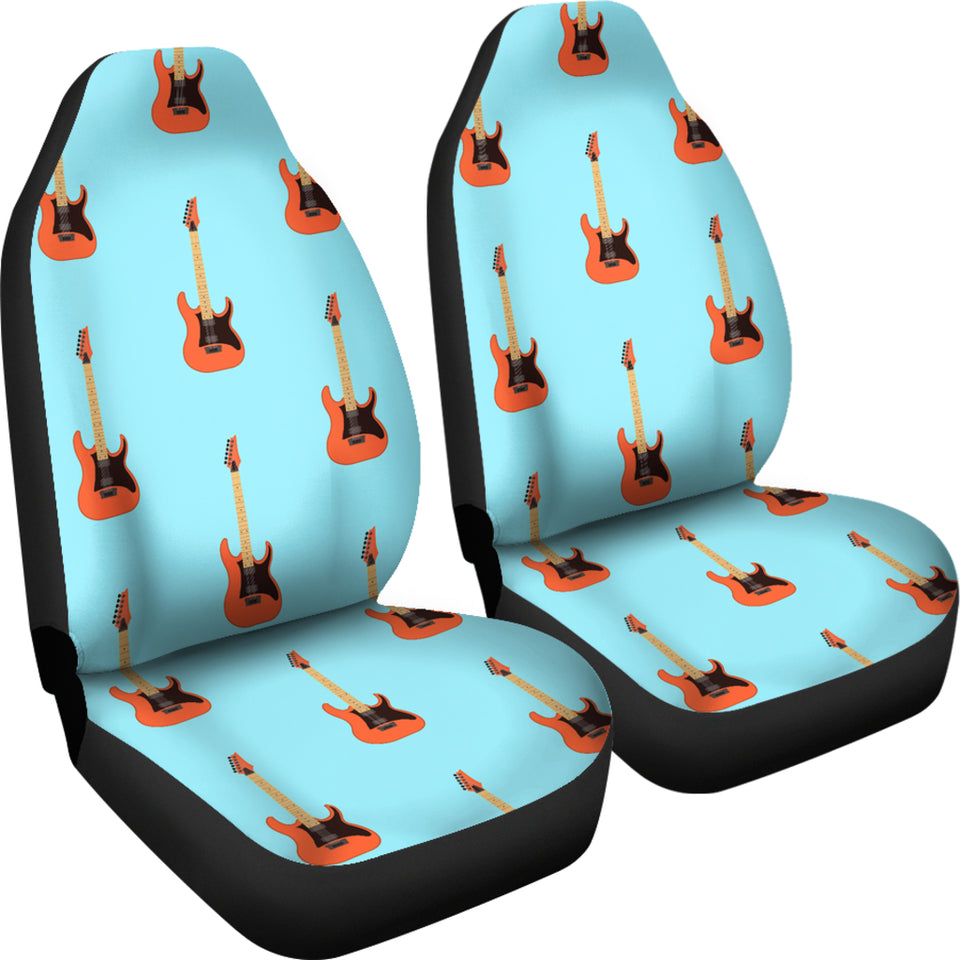 Electric Guitar Pattern Light Blue Background Universal Fit Car Seat Covers