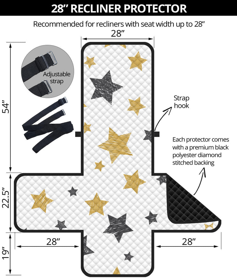 hand drawn gold black star pattern Recliner Cover Protector