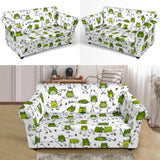 Sketch Funny Frog Pattern Loveseat Couch Slipcover