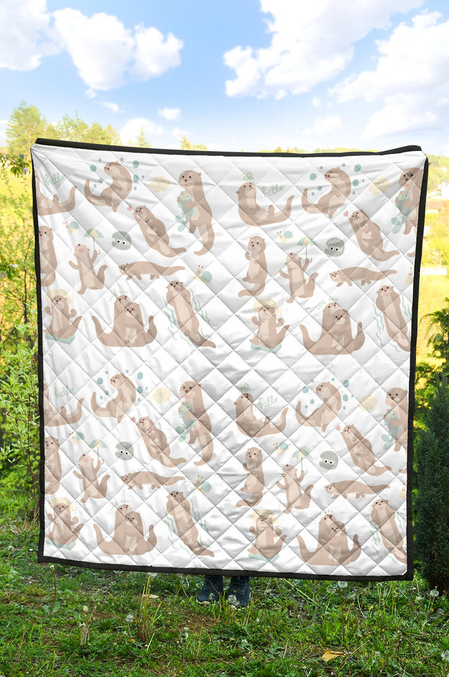Cute Sea Otters Pattern Premium Quilt