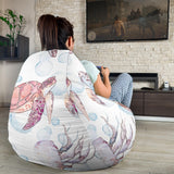 Watercolor Sea Turtle Jellyfish Pattern Bean Bag Cover