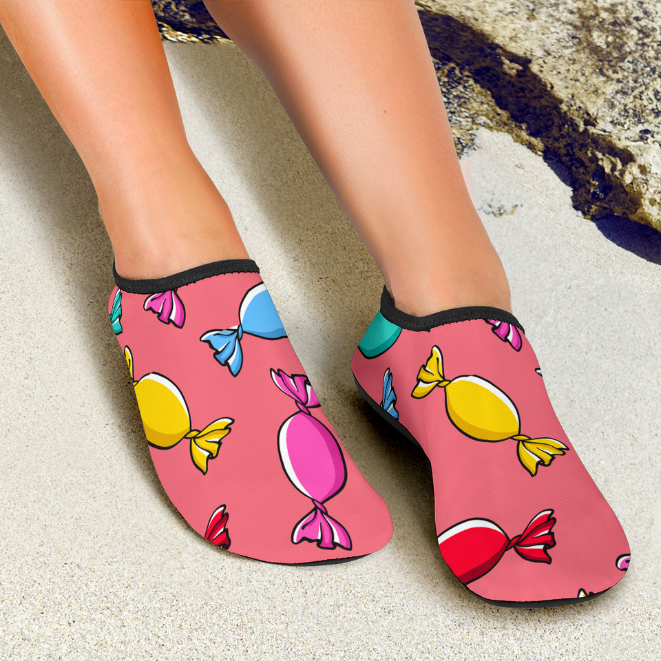 Colorful Wrapped Candy Pattern Aqua Shoes