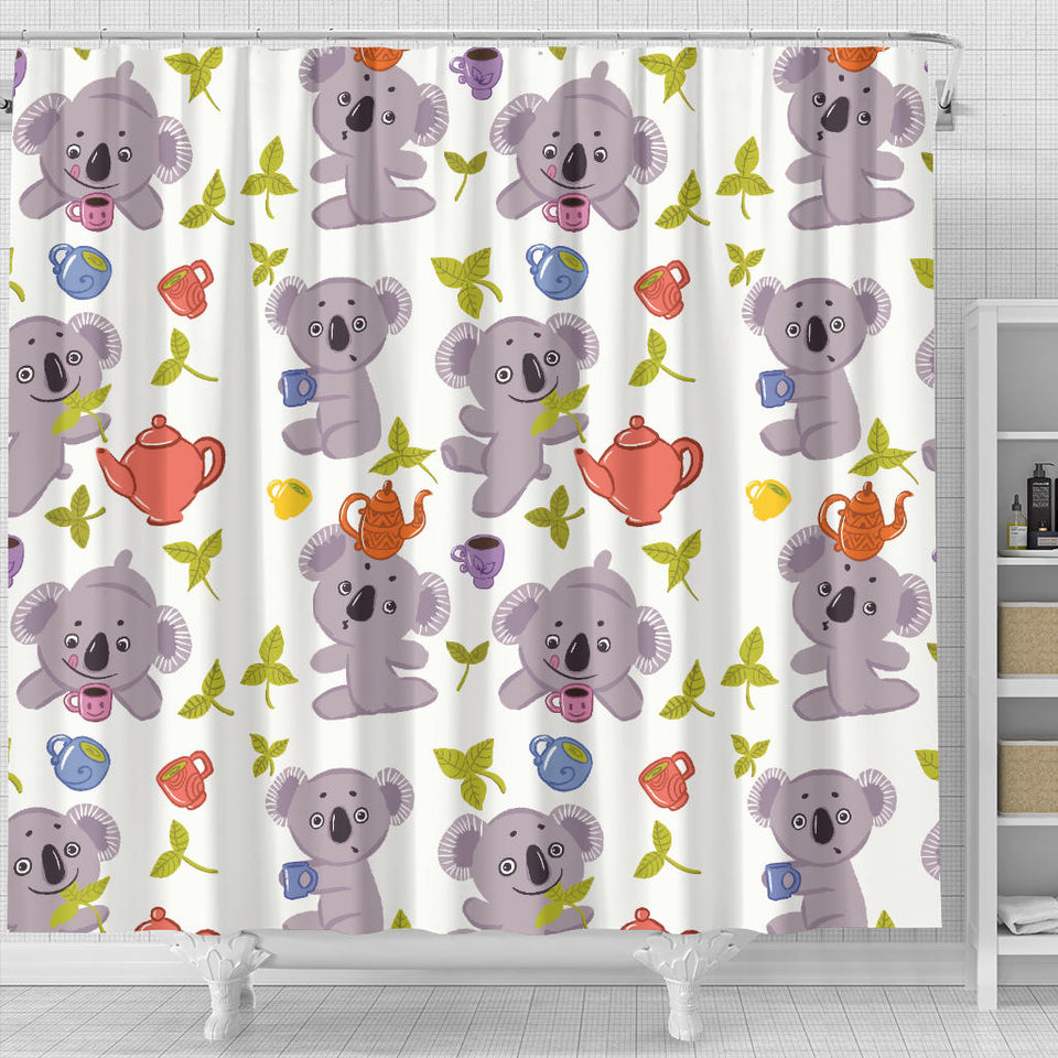 Cute Koalas Teapots Tea Shower Curtain Fulfilled In US