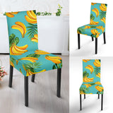 Banana Palm Leaves Pattern Background Dining Chair Slipcover