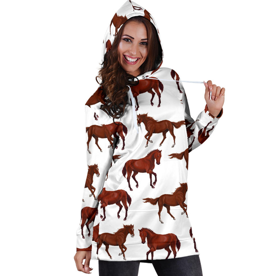 Horses Running Pattern Background Women'S Hoodie Dress