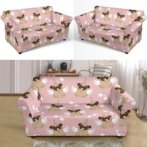 Cute Unicorn Pug Pattern Loveseat Couch Slipcover