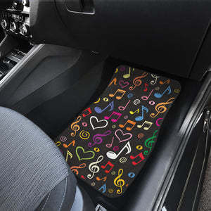 Music Notes Pattern Print Design 02 Front and Back Car Mats
