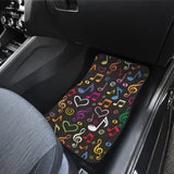 Music Notes Pattern Print Design 02 Front and Back Car Mats