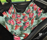 Beautiful Flamingo Tropical Palm Leaves Hibiscus Pateern Background Dog Car Seat Covers