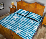 Starfish blue blackground Quilt Bed Set