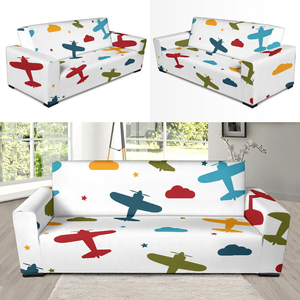 Airplane Star Cloud Colorful Sofa Slipcover