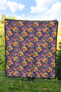 Goldfish Pattern Print Design 05 Premium Quilt