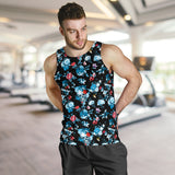 Skull flower roses leave pattern Men Tank Top