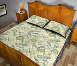 Hand drawn sea turtle fish pattern Quilt Bed Set