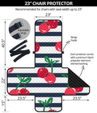 Hand drawn cherry pattern striped background Chair Cover Protector