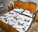 Hand Drawn faces of pandas pattern Quilt Bed Set