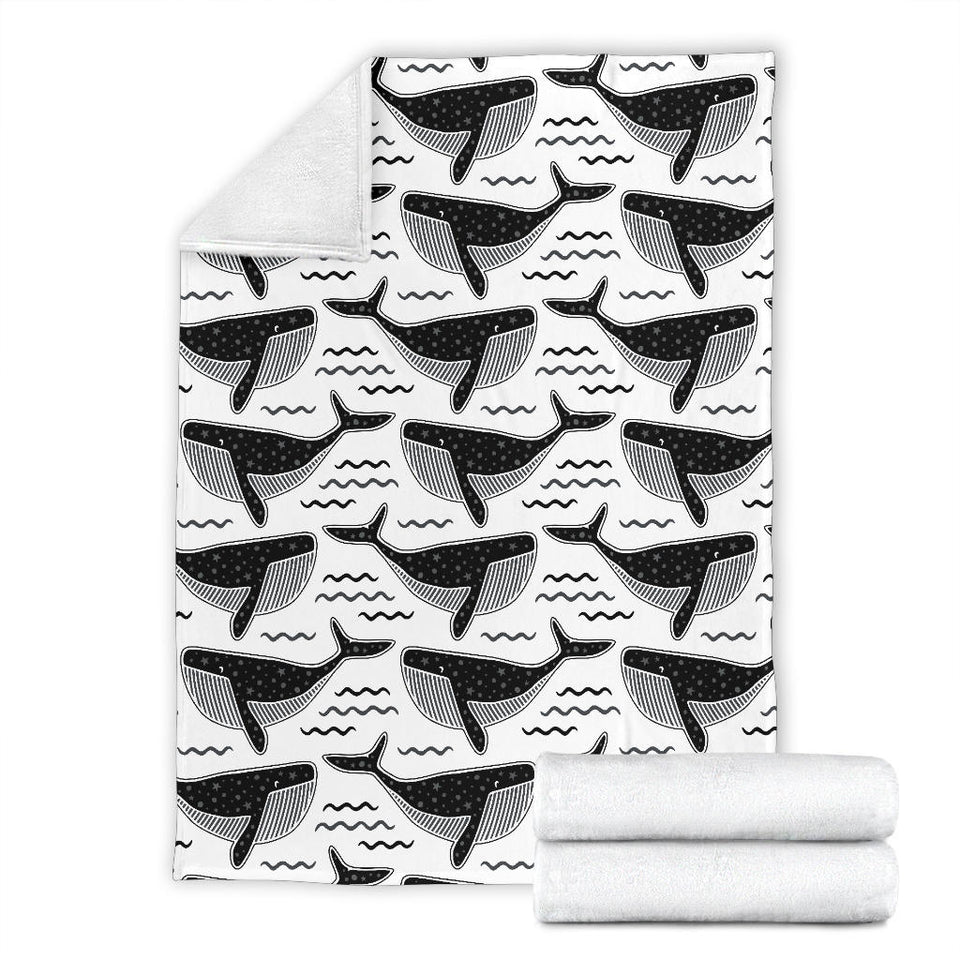 Black Whale Pattern Premium Blanket