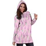 Lavender Pattern Pink Background Women'S Hoodie Dress