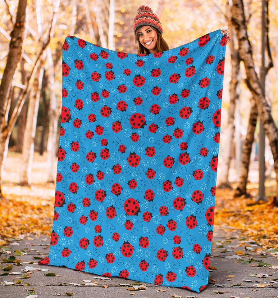Ladybug Pattern Print Design 02 Premium Blanket