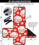 Cute Maneki Neko Lucky Cat red background Recliner Cover Protector