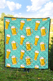 Beer Pattern Green Background Premium Quilt