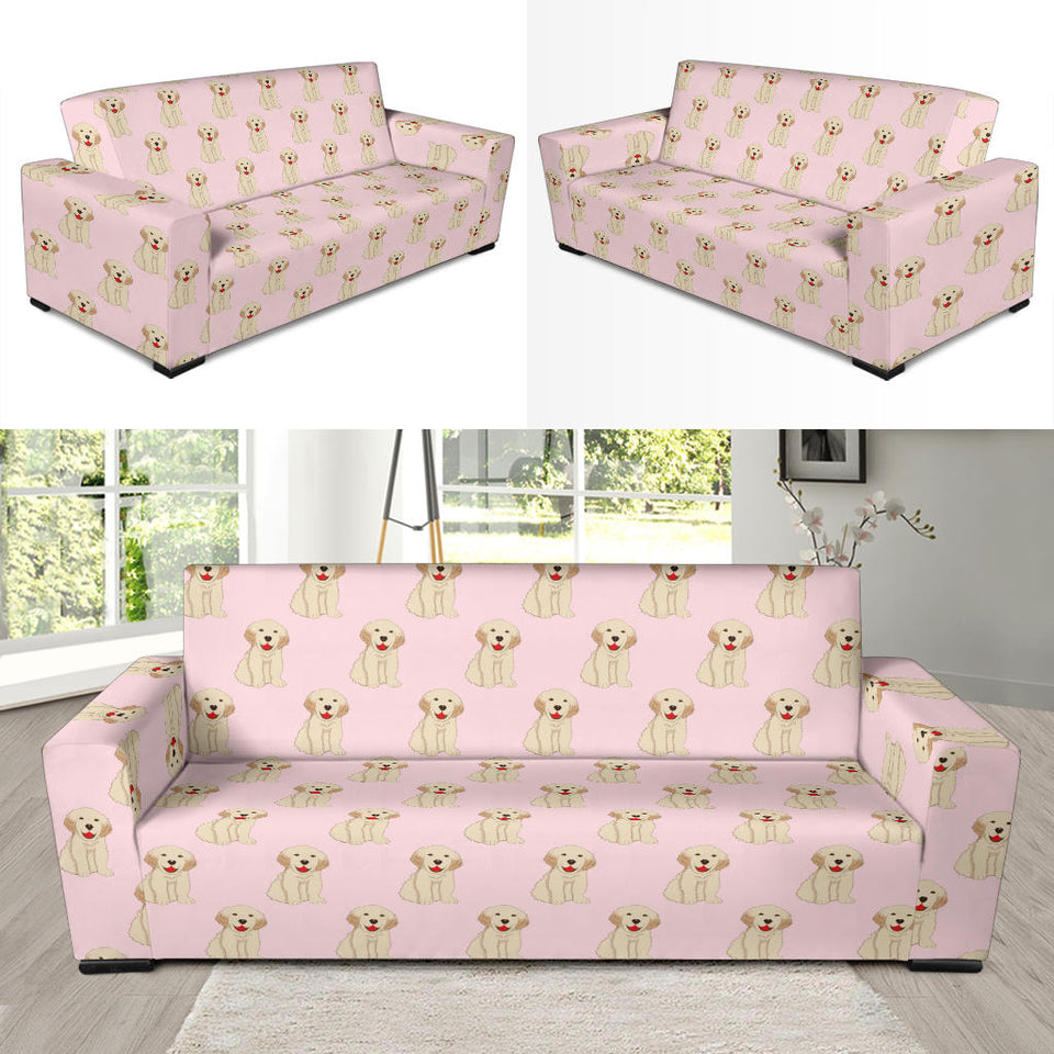 Golden Retriever Pattern Print Design 02 Sofa Slipcover