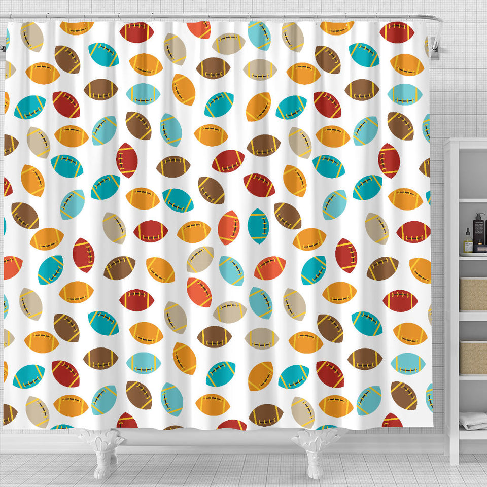 Colorful American Football Ball Pattern Shower Curtain Fulfilled In US
