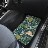 Dinosaurs Tropical Leaves Flower Pattern Front And Back Car Mats