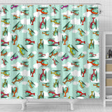 Helicopter Design Pattern Shower Curtain Fulfilled In US