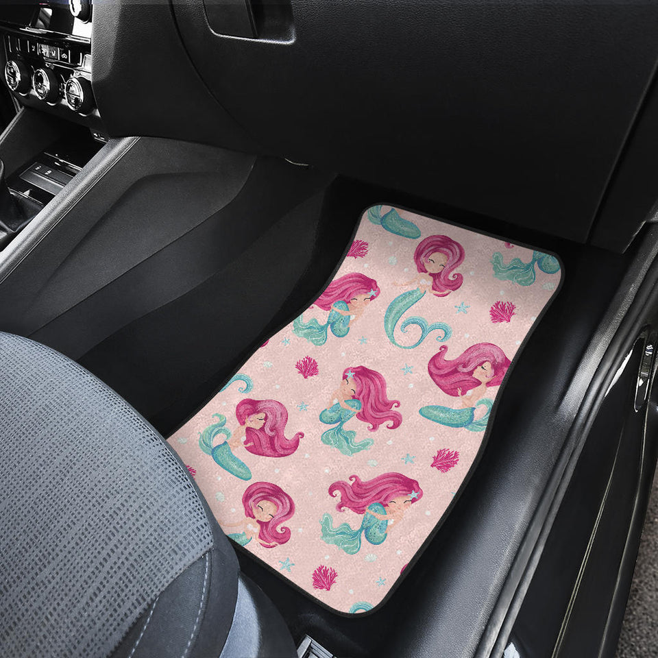 Cute Little Mermaid Pattern Front And Back Car Mats
