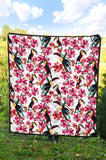 Toucan Flower Design Pattern Premium Quilt
