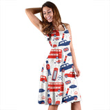 British Pattern Print Design 03 Sleeveless Midi Dress