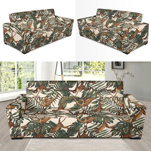 Monkey Tropical Leaves Background Sofa Slipcover